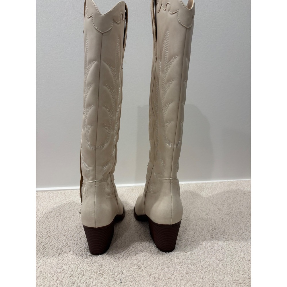 Crown Vintage Sury Western Boots French Vanilla Cream Tall Cowgirl Size 6.5M - Picture 3 of 8